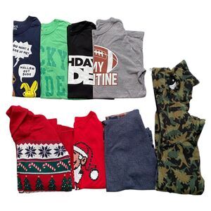 Lot of 8 Boys Winter Clothes Shirts Holiday T-Shirts Christmas Sweater Size 16